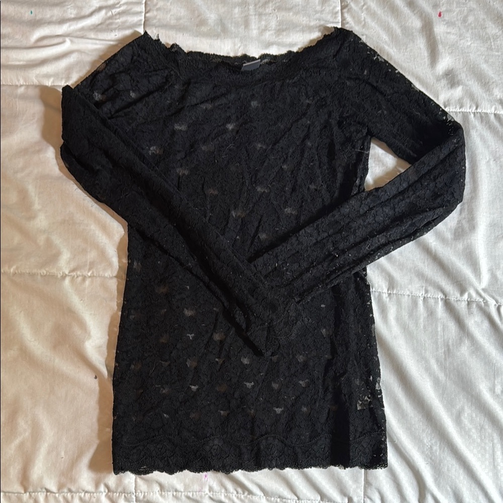 Free People Lace Long Sleeve Layering Top